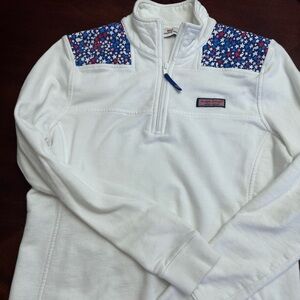 Vineyard Vines Shep White Red Blue Stars Cotton Pullover Top Small